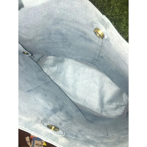 Womens Elena hobo bag 13”x14” single strap blue leather oversize beachy boho - Picture 3 of 3